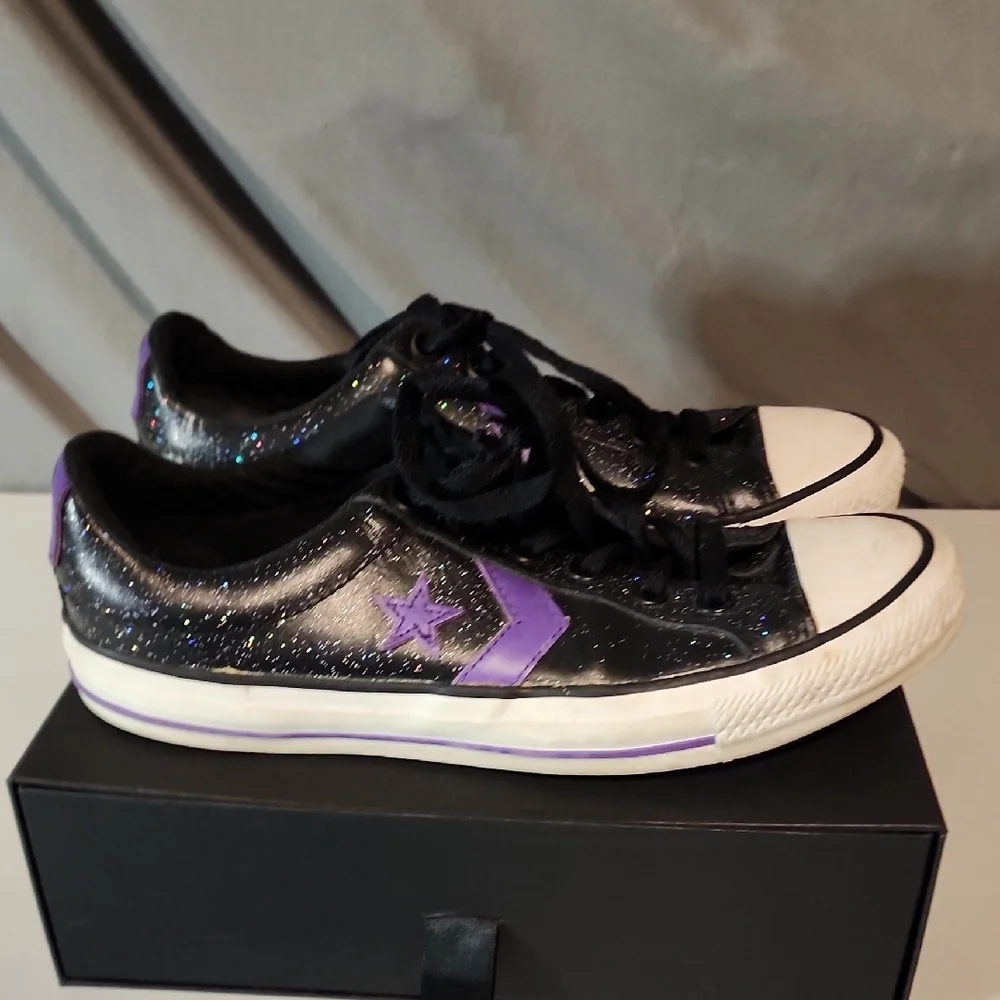 Converse Glitter Black and Purple Sneakers - Picture 4 of 6
